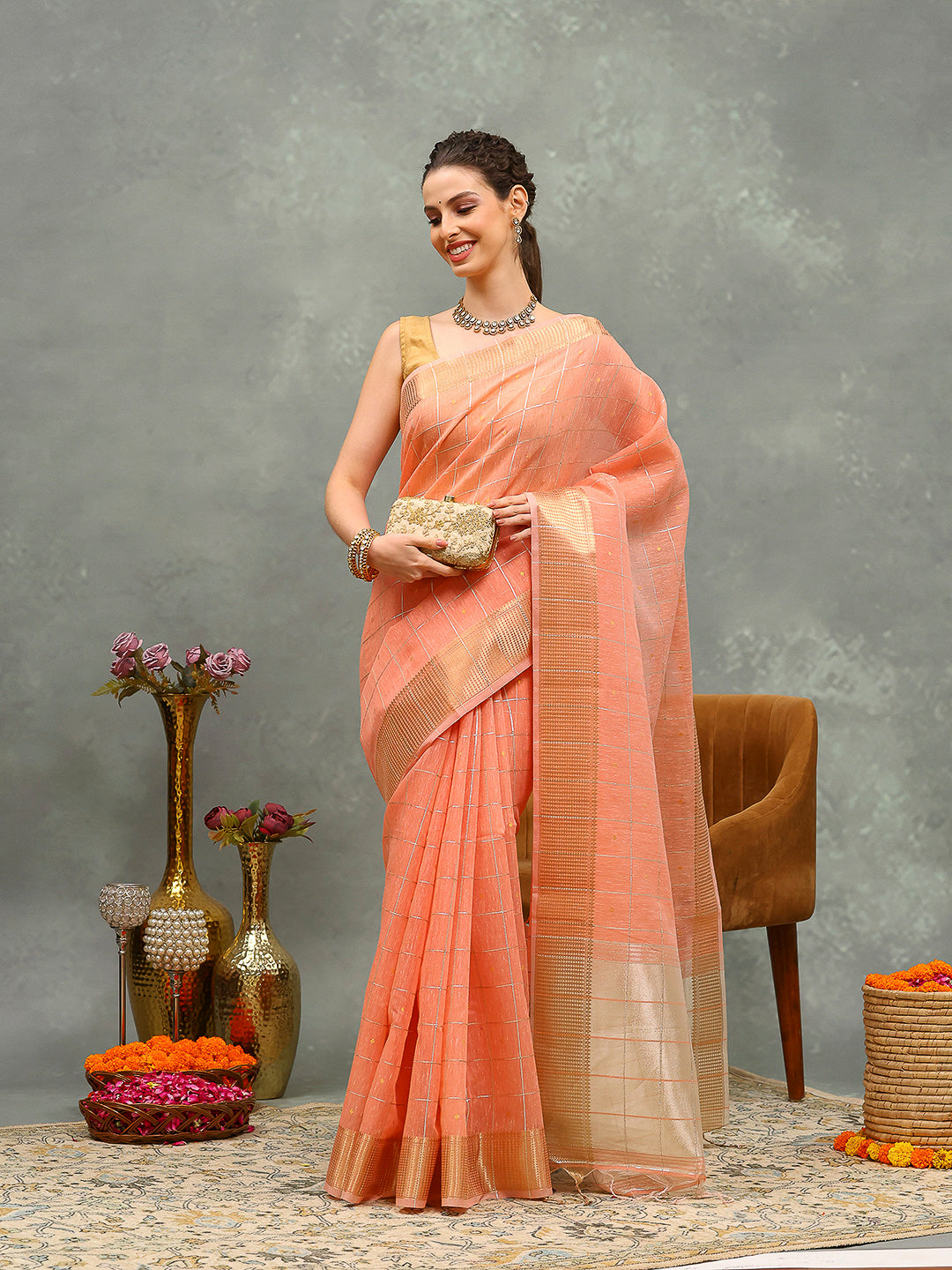 Embroidered Cotton Blend Saree