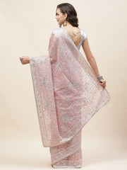 Resham Jaal Embroidery Organza Saree