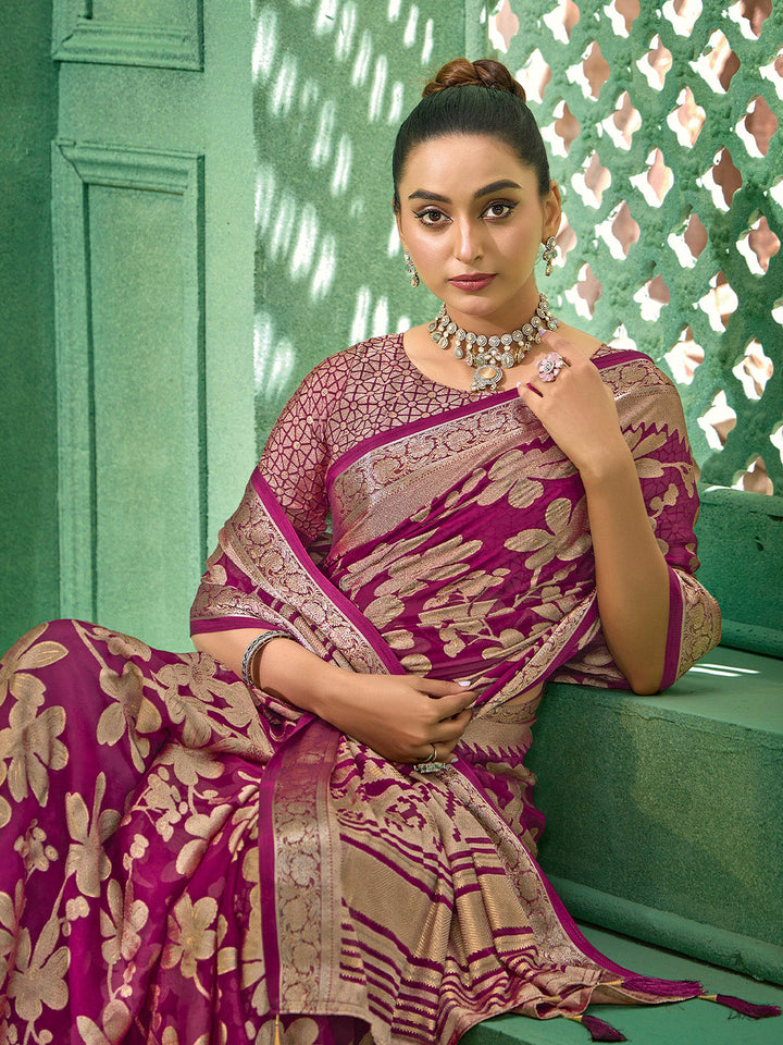 Floral Printed Georgette Saree