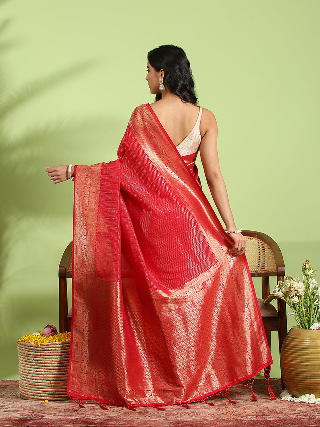 Plain Crepe Saree