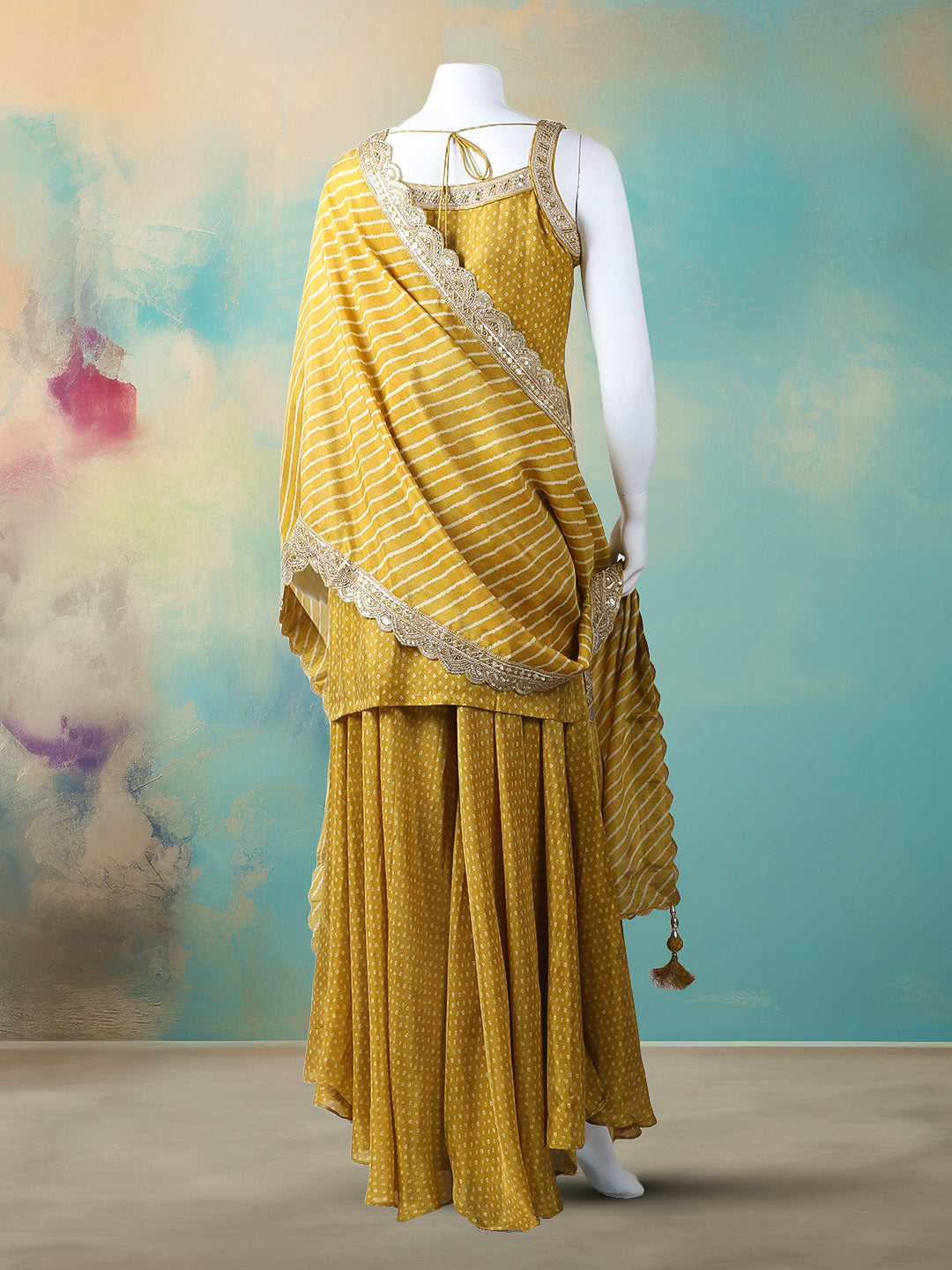 Woven Design Tissue Stitched Kurta With Pant &amp; Dupatta