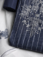 Neck Embroidered Cotton Blend Unstitched Suit With Dupatta