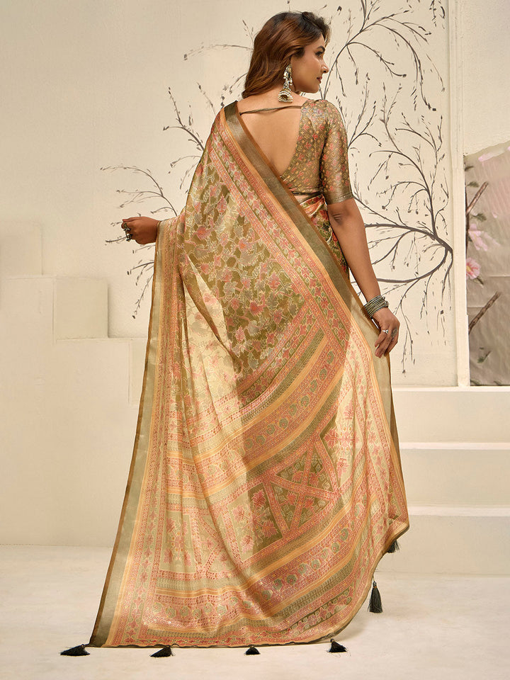 Abstract Printed Art Silk Saree