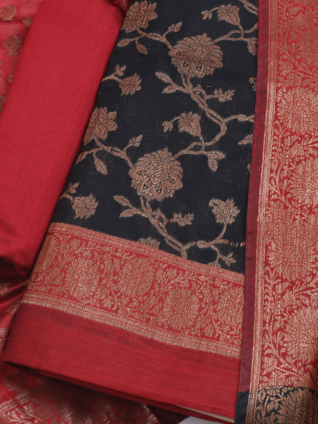 Woven Chanderi Unstitched Suit With Dupatta