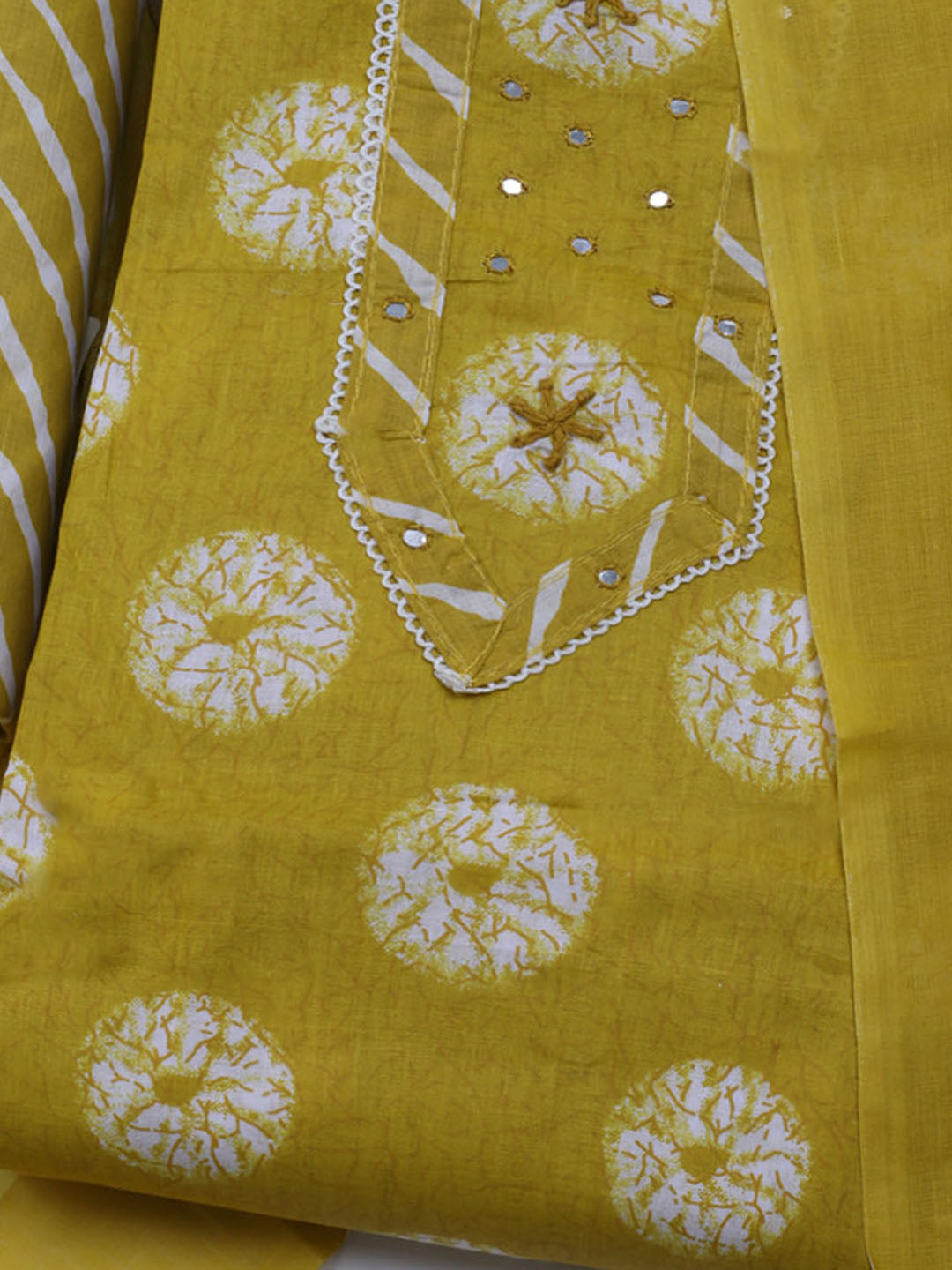 Printed Cotton Blend Unstitched Suit With Dupatta