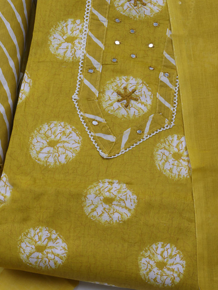 Printed Cotton Blend Unstitched Suit With Dupatta