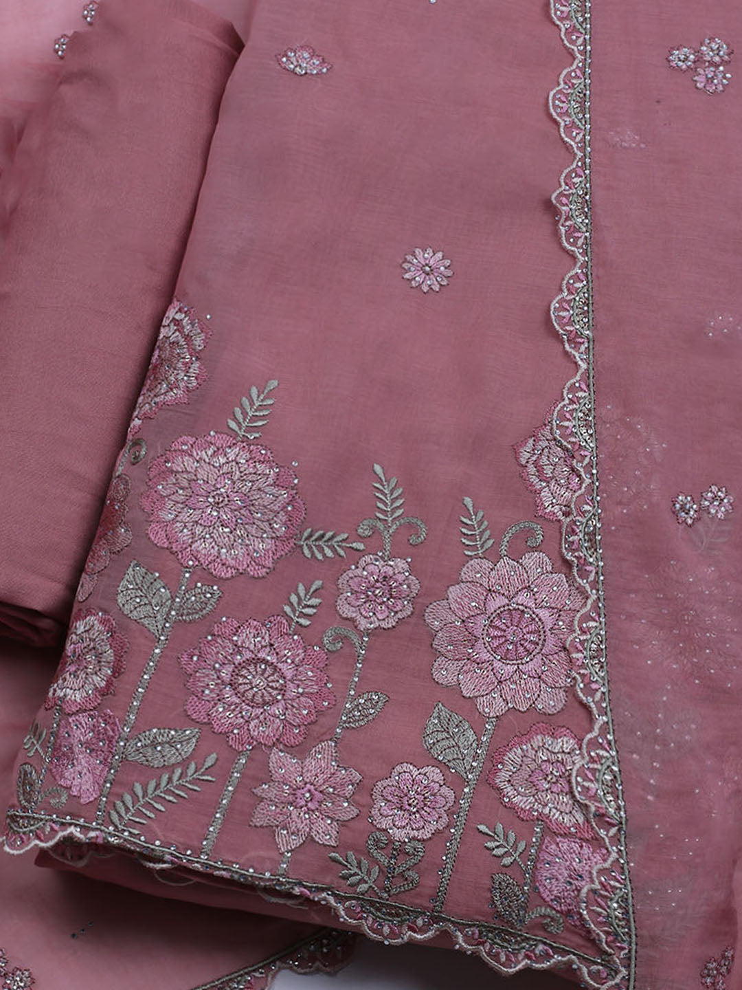 Embroidered Cotton Blend Unstitched Suit With Dupatta