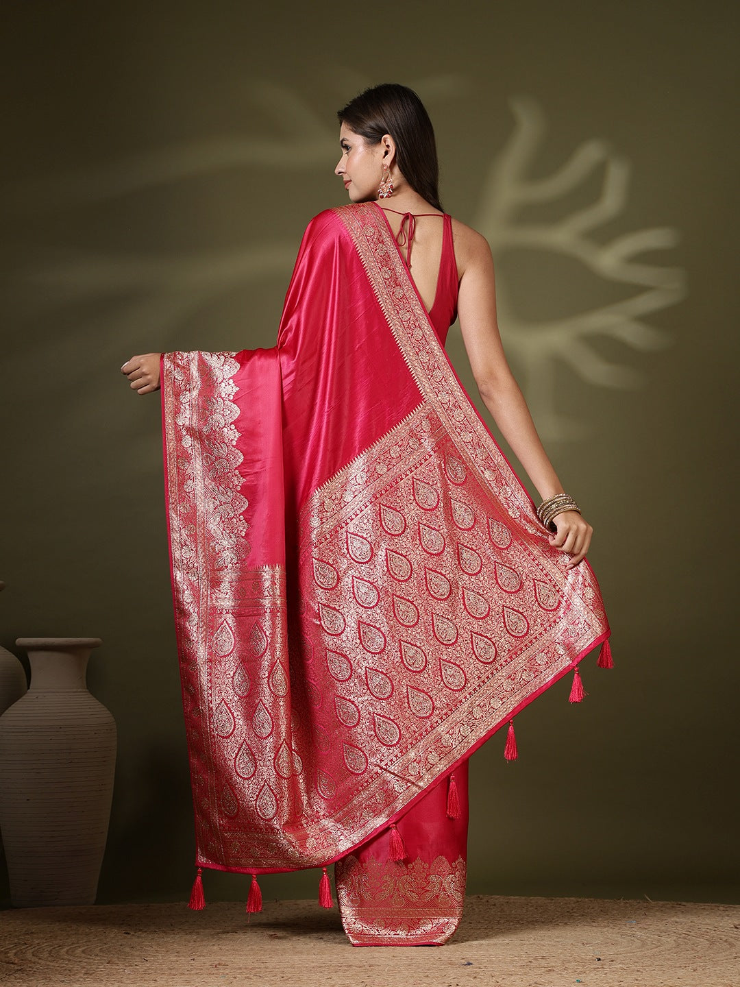 Woven Design Satin Saree