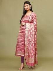 Woven Chanderi Unstitched Suit With Dupatta