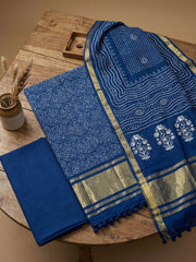 Printed Cotton Blend Unstitched Suit With Pant & Dupatta