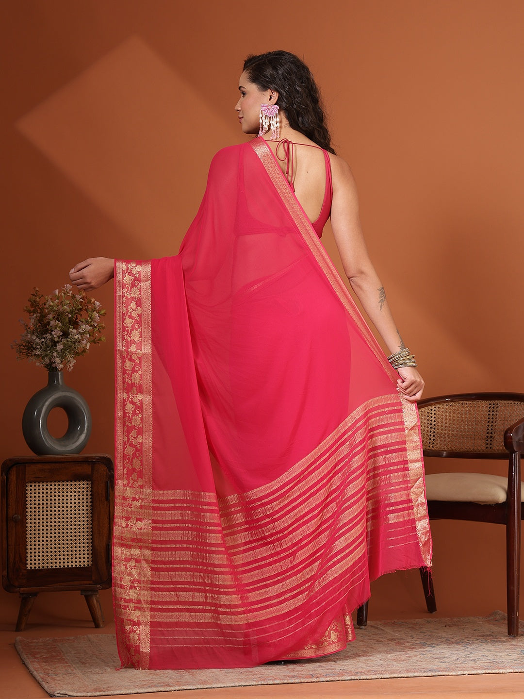 Plain Chiffon Saree