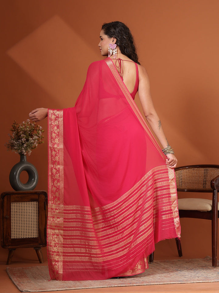 Plain Chiffon Saree