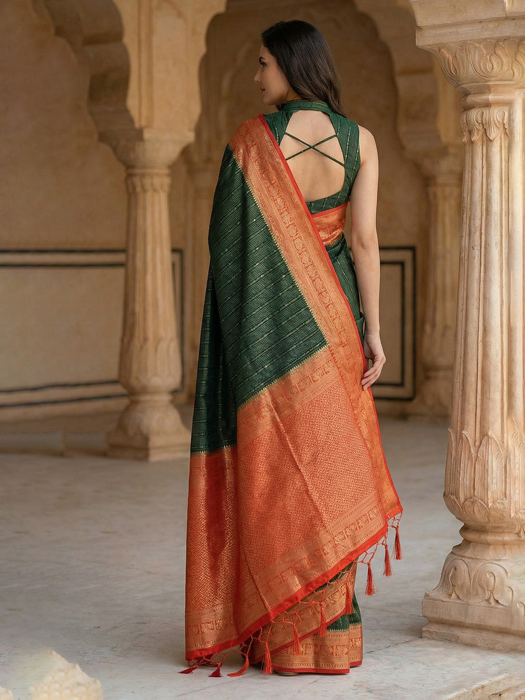Plain Crepe Saree