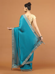 Stone Work Art Chiffon Saree