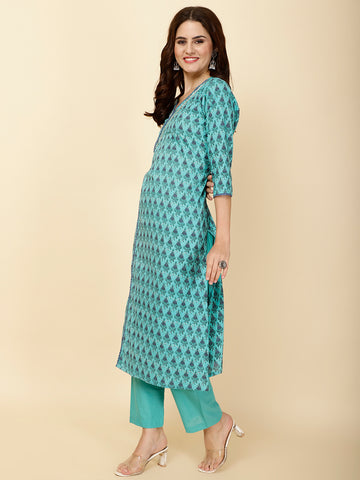 Printed Cotton Kurta Set