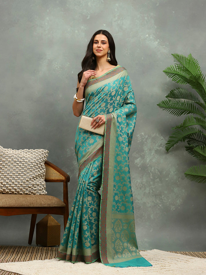 Resham Woven Design Cotton Blend Woven Saree