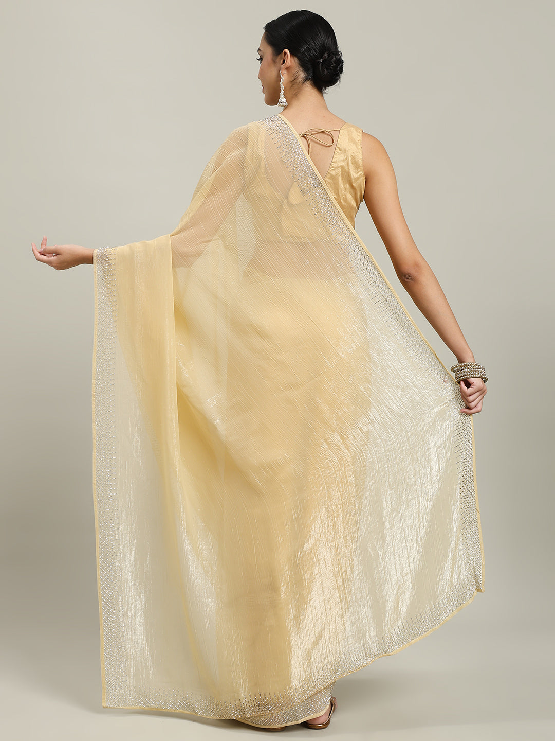 Cutdana Embroidered Chiffon Saree