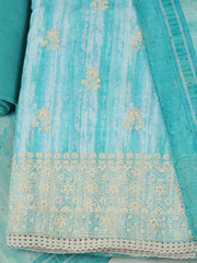 Embroidered Cotton Unstitched Suit With Pant & Dupatta