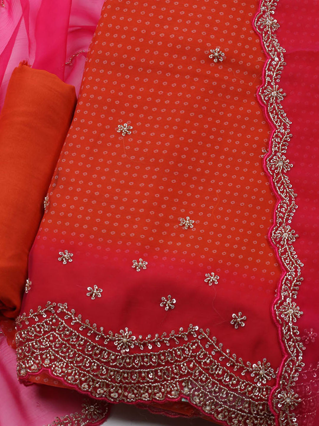 Embroidered Organza Unstitched Suit With Dupatta
