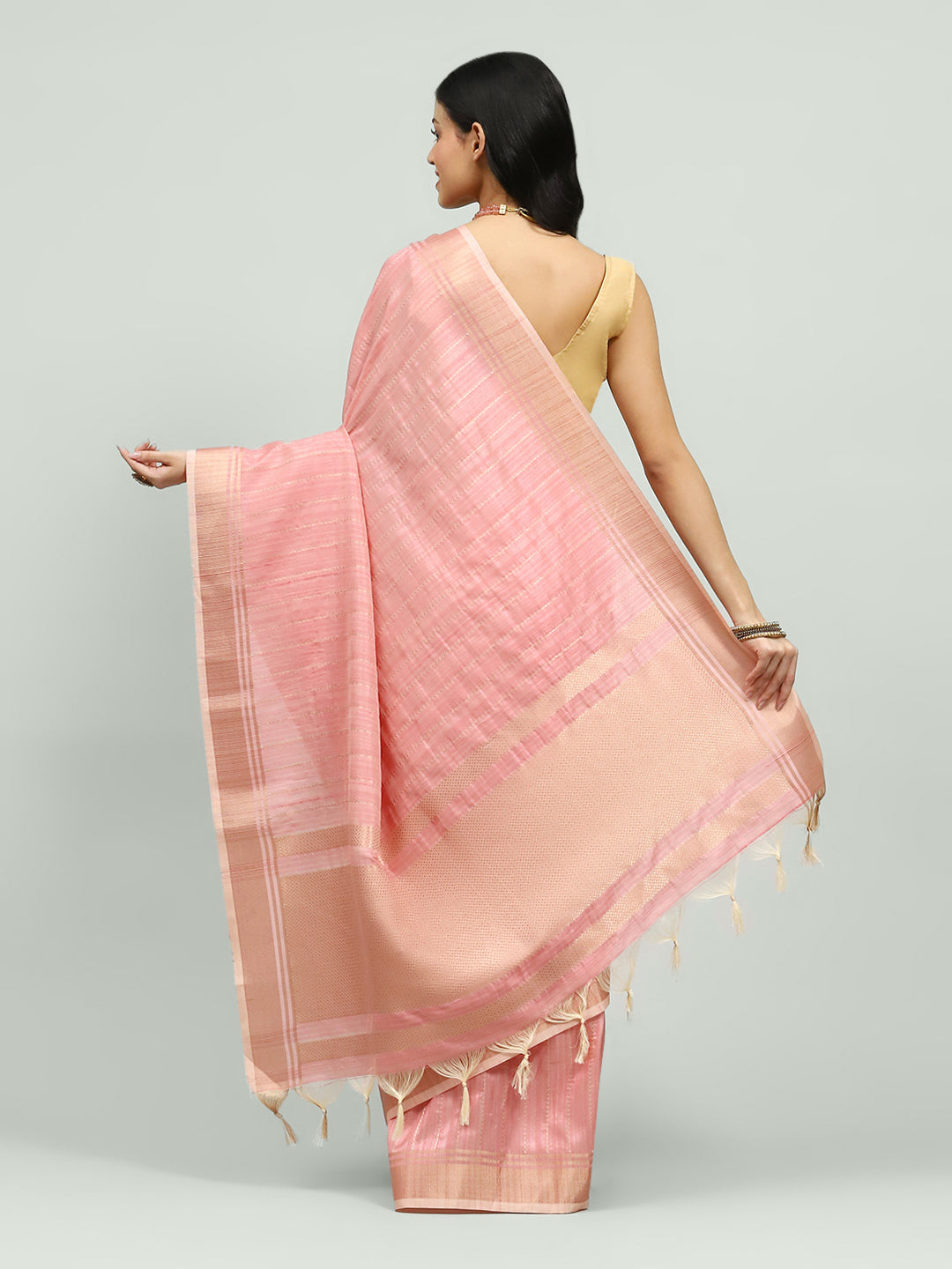 Embroidered Border Booti Art Silk Saree