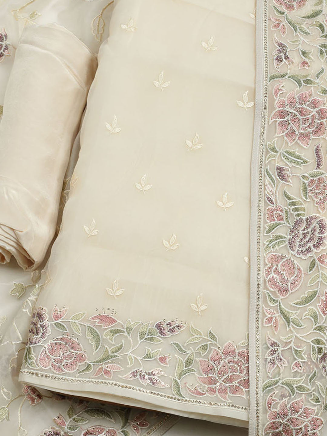 Resham Jaal Organza Unstitched Suit With Dupatta