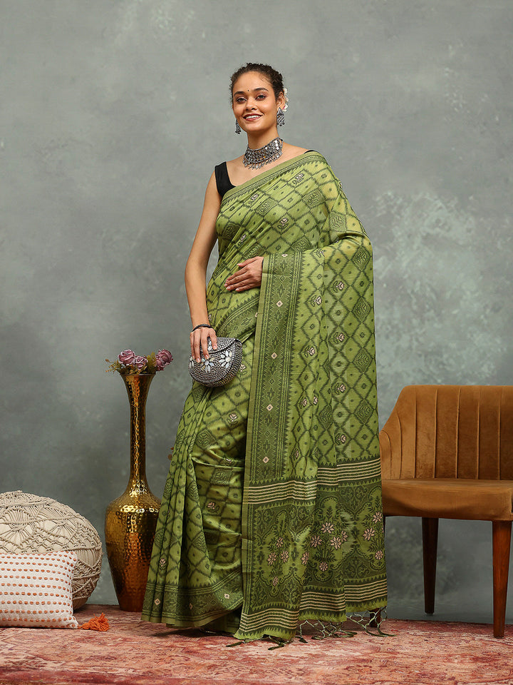 Resham Booti Woven Cotton Blend Saree