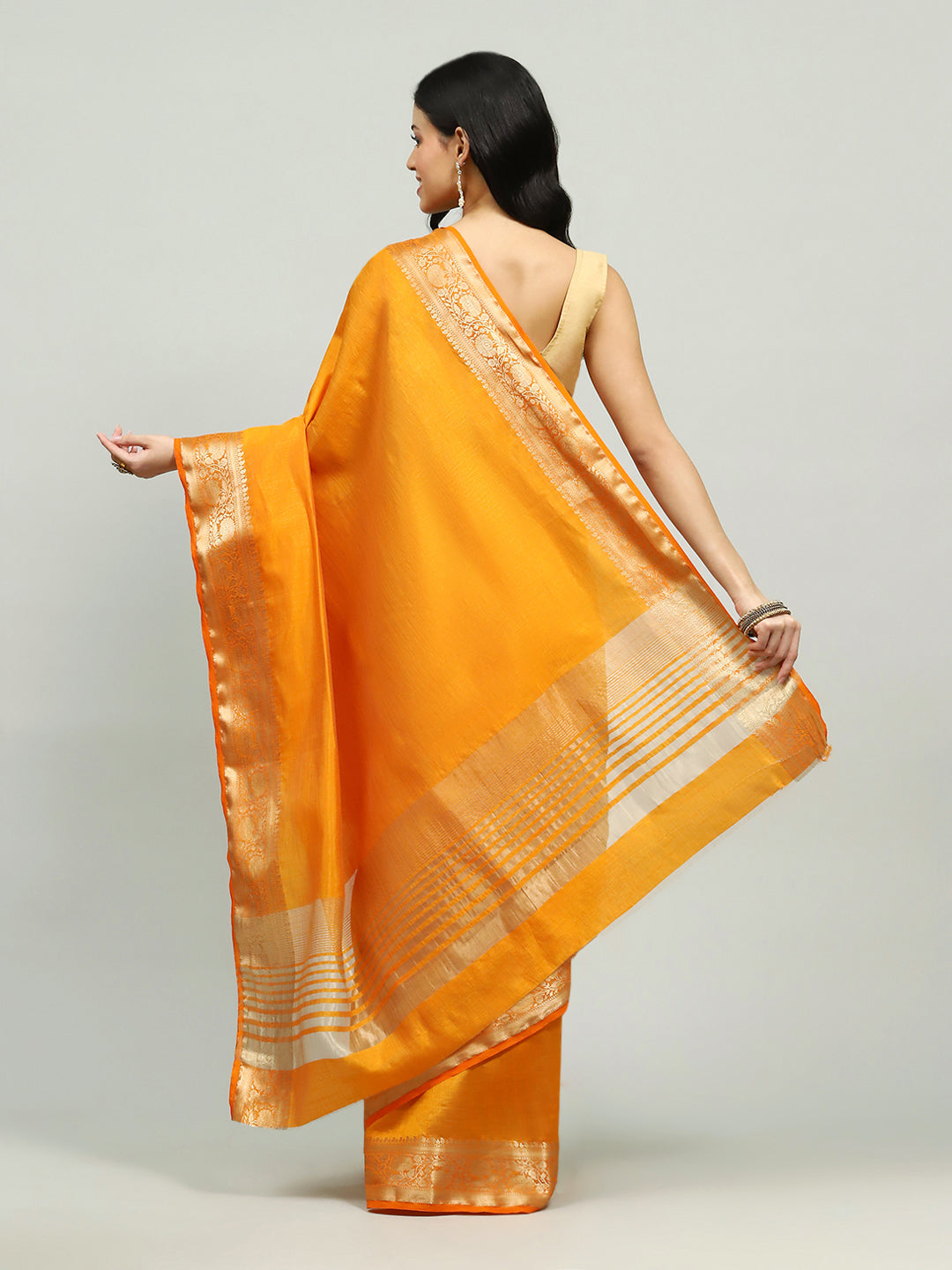 Zari Border Booti Art Silk Woven Saree