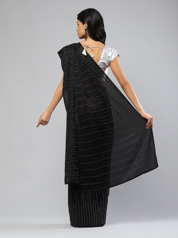 Stone Embellished Satin Saree