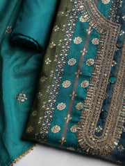 Neck Embroidered Cotton Blend Unstitched Suit With Dupatta