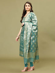 Woven Chanderi Unstitched Suit With Dupatta