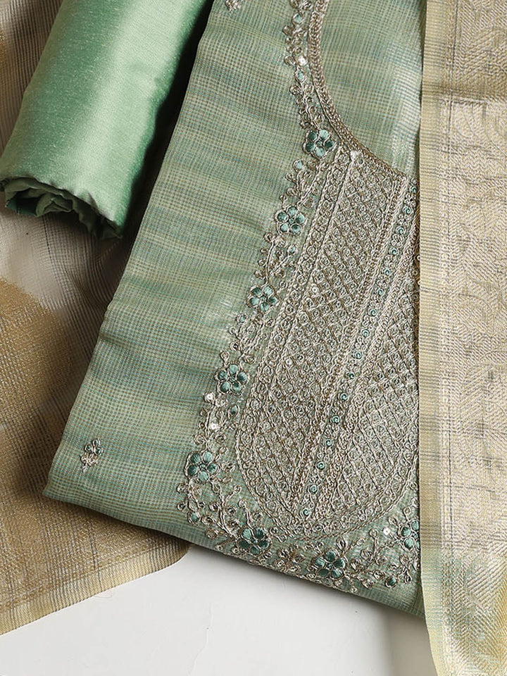 Embroidered Tissue Unstitched Suit With Dupatta