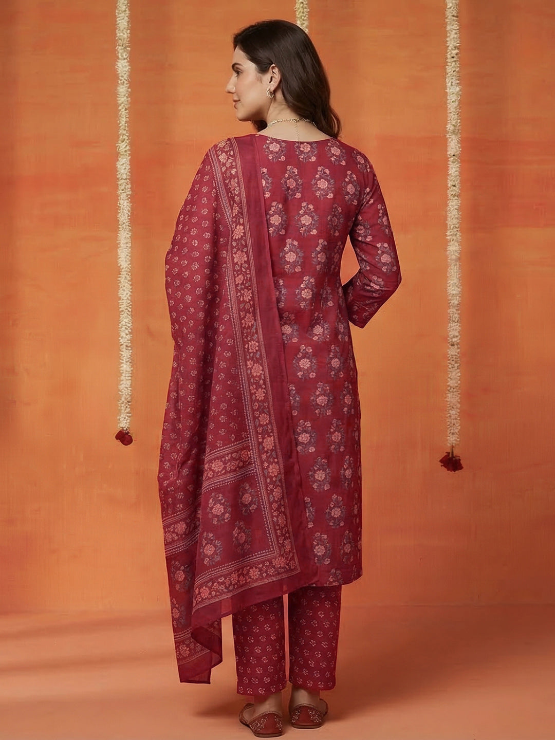 Printed Cotton Blend Kurta With Pant &amp; Dupatta