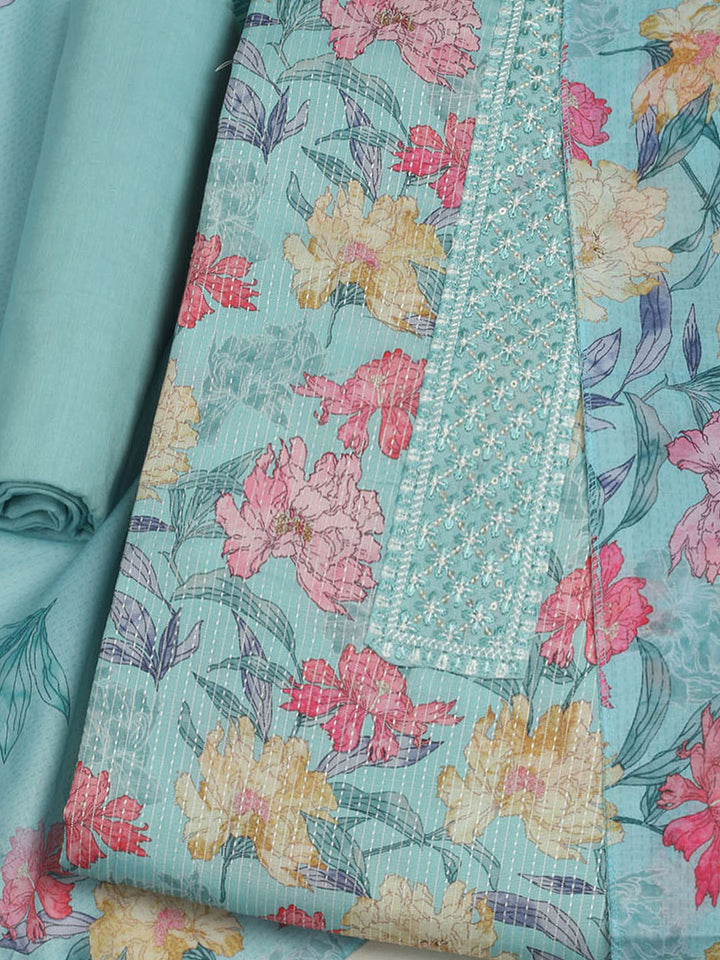 Printed Cotton Unstitched Suits Printed Suit With Pant &amp; Dupatta