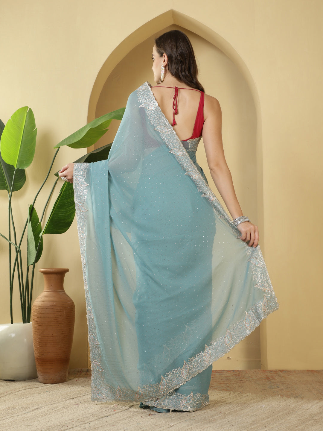 Sequence Work Georgette Saree