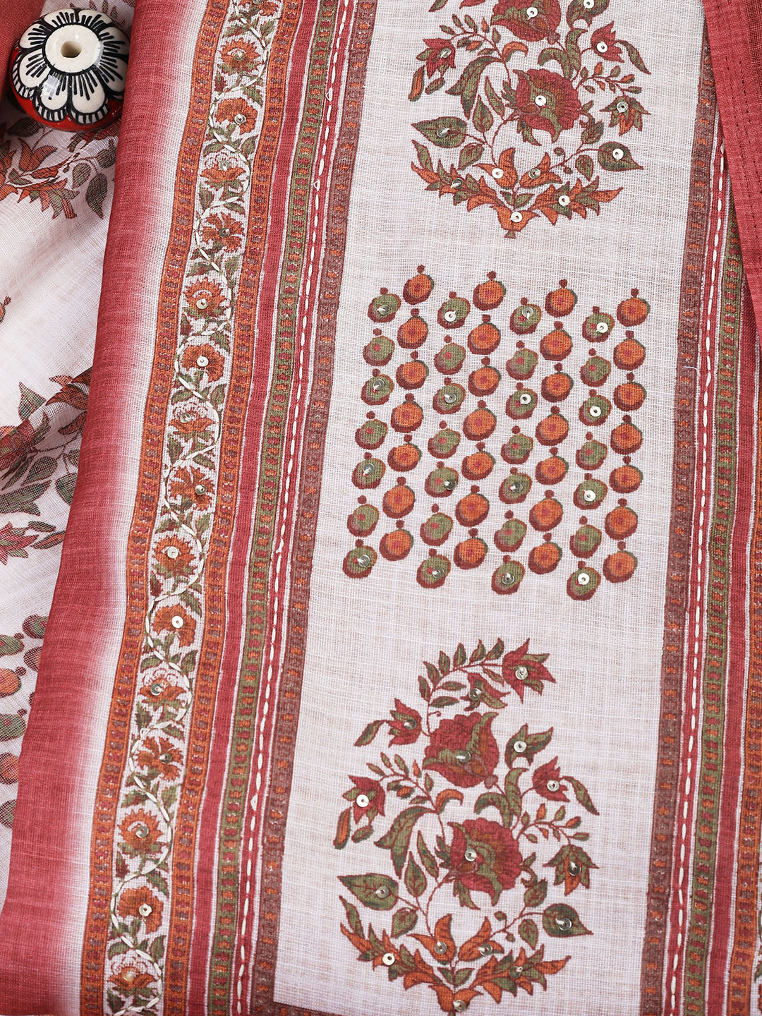 Printed Chanderi Unstitched Suit With Dupatta