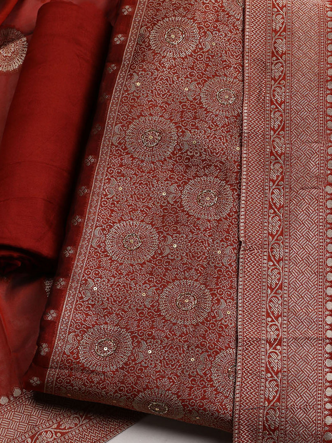 Woven Chanderi Unstitched Suit With Dupatta