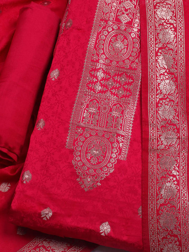 Woven Design Chanderi Unstitched Suit With Dupatta