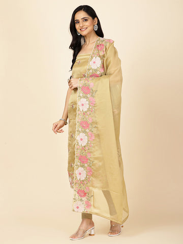 All Over Embroidery Georgette Unstitched Suit With Dupatta