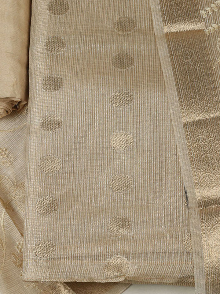 Woven Design Chanderi Unstitched Kurta With Pant &amp; Dupatta