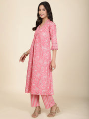 Floral Printed Cotton Kurta With Pants