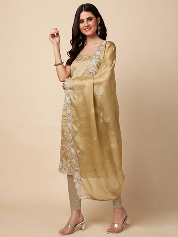 Embroidered Georgette Unstitched Suit With Dupatta