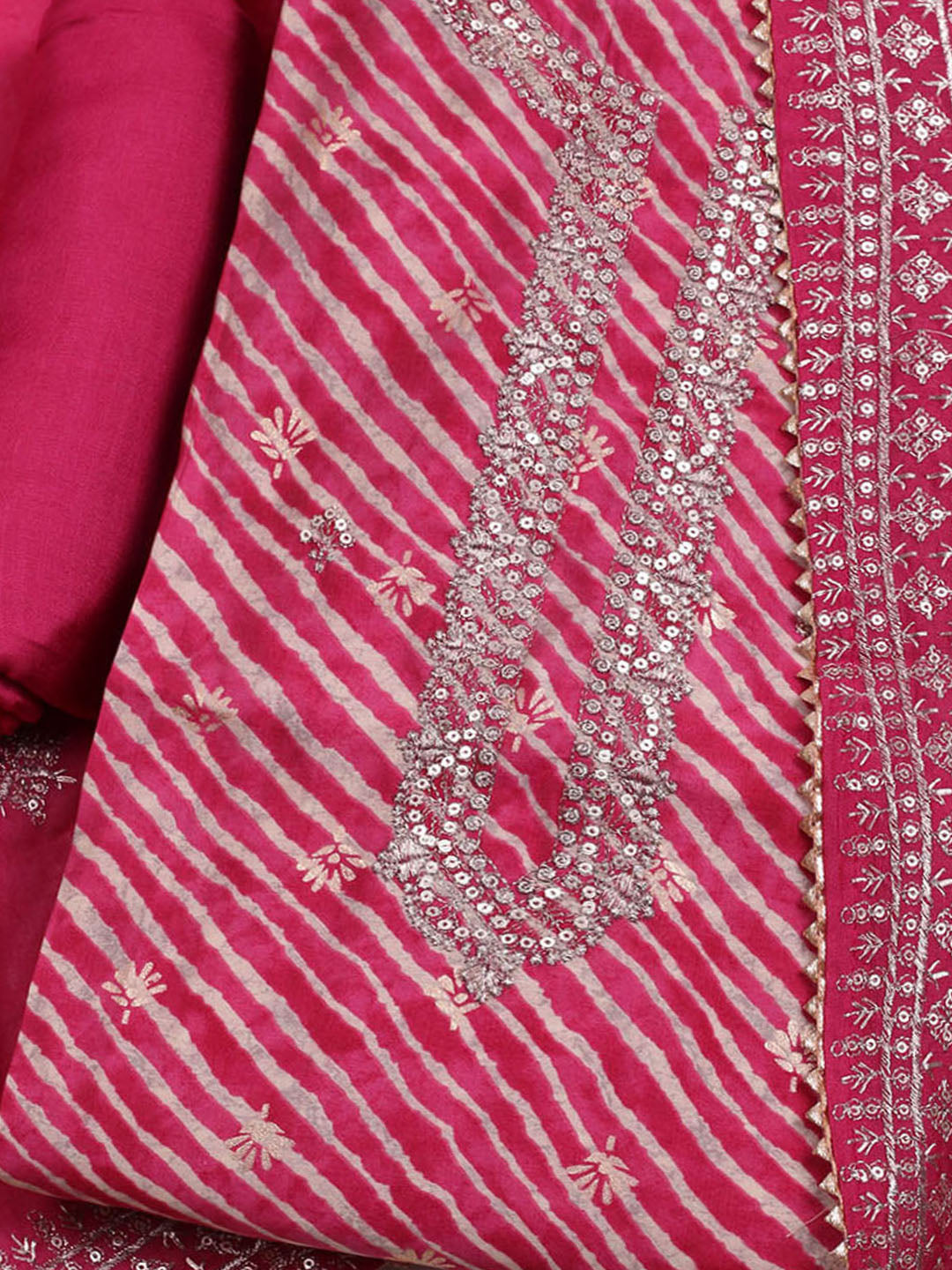 Sequence Work Chanderi Unstitched Suit With Dupatta
