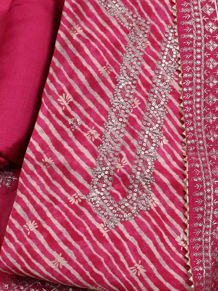 Sequence Work Chanderi Unstitched Suit With Dupatta
