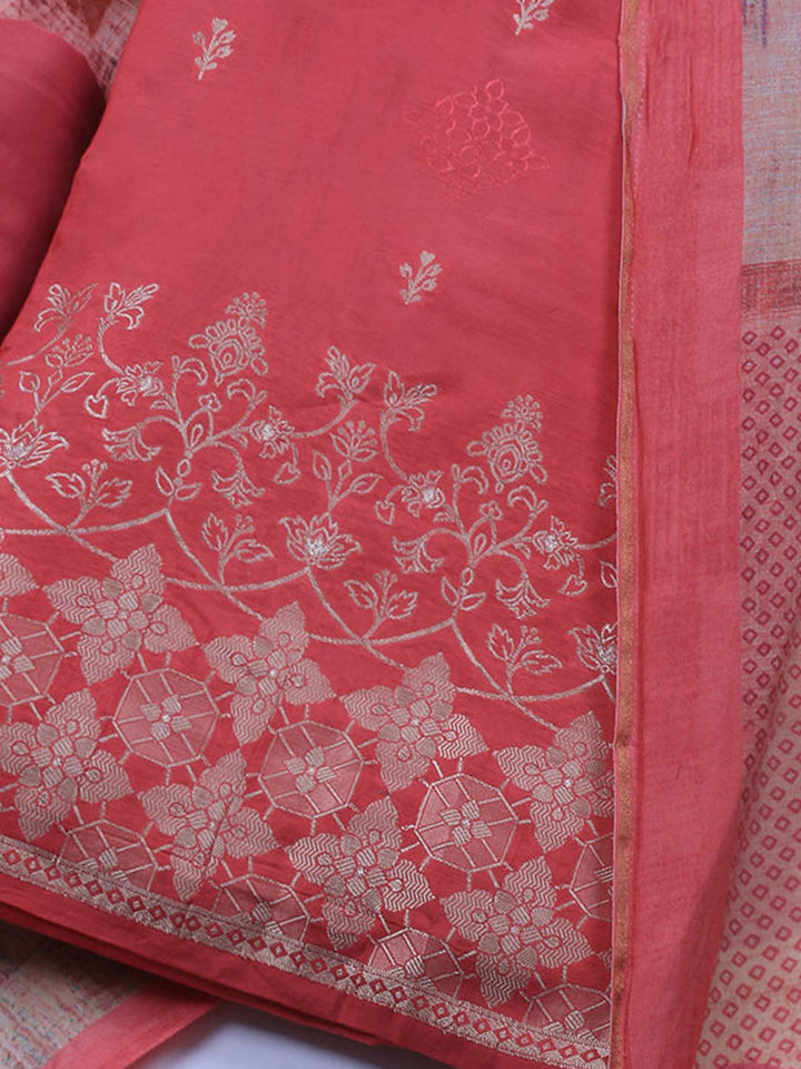 Zardozi Art Silk Unstitched Suit Piece With Dupatta