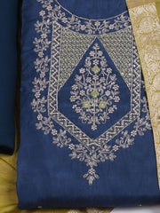 Neck Embroidered Chanderi Unstitched Suit Piece With Dupatta