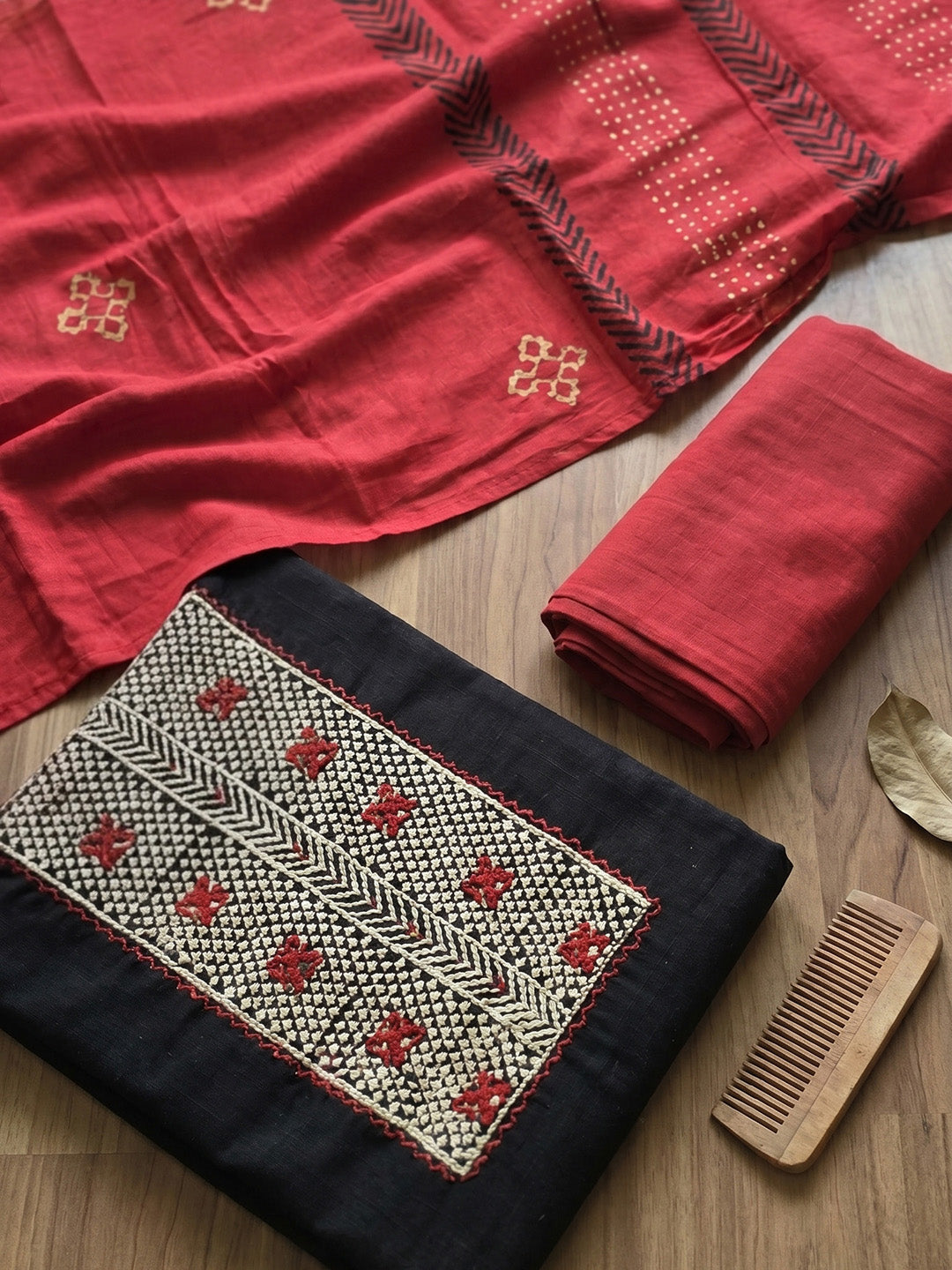 Printed Cotton Blend Unstitched Suit With Pant &amp; Dupatta