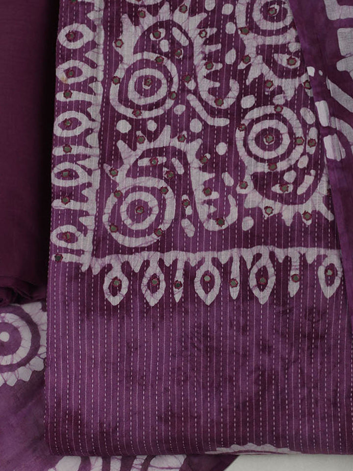 Printed Cotton Unstitched Kurta With Pant &amp; Dupatta