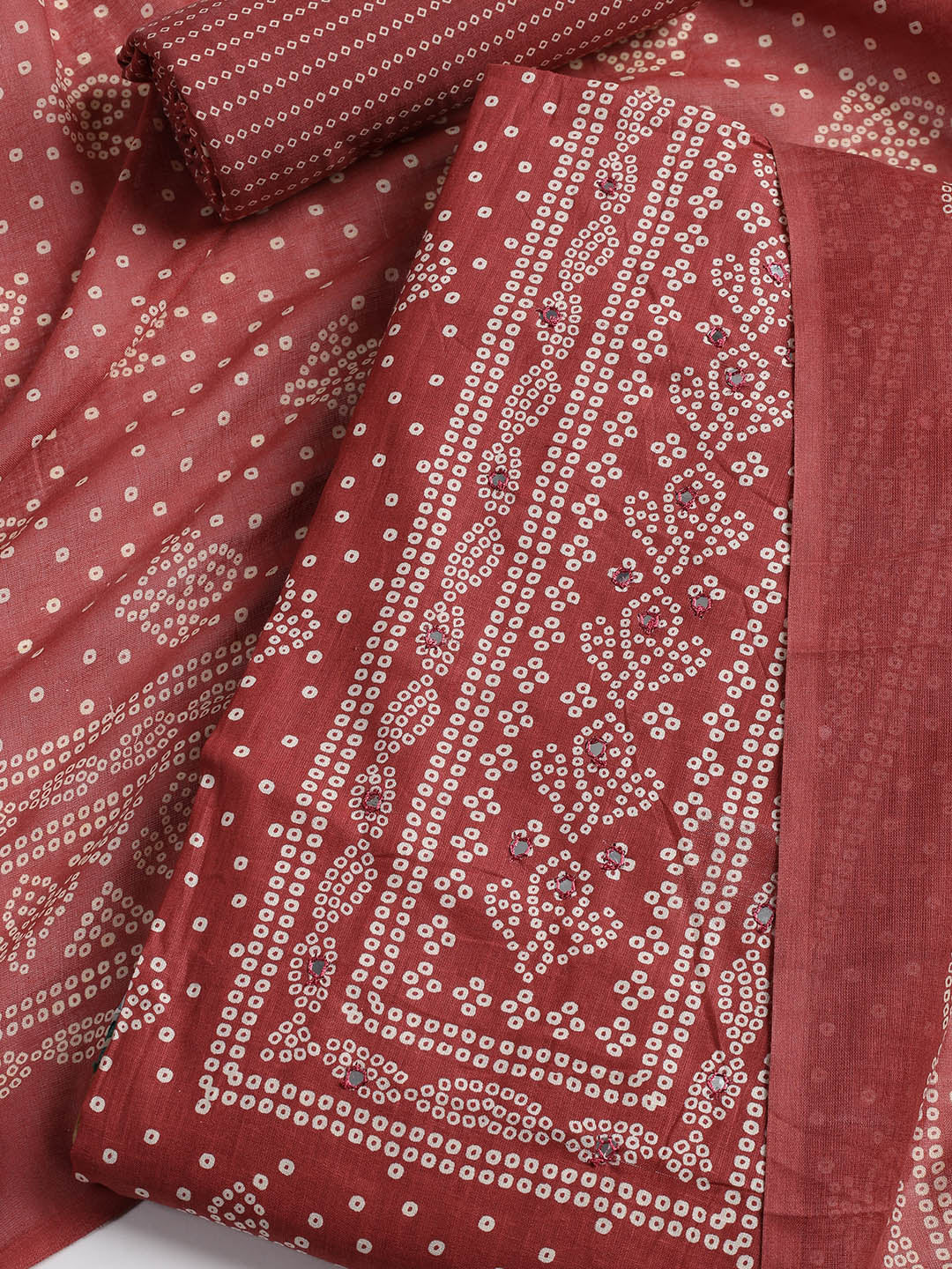 Printed Cotton Blend Unstitched Suit With Dupatta