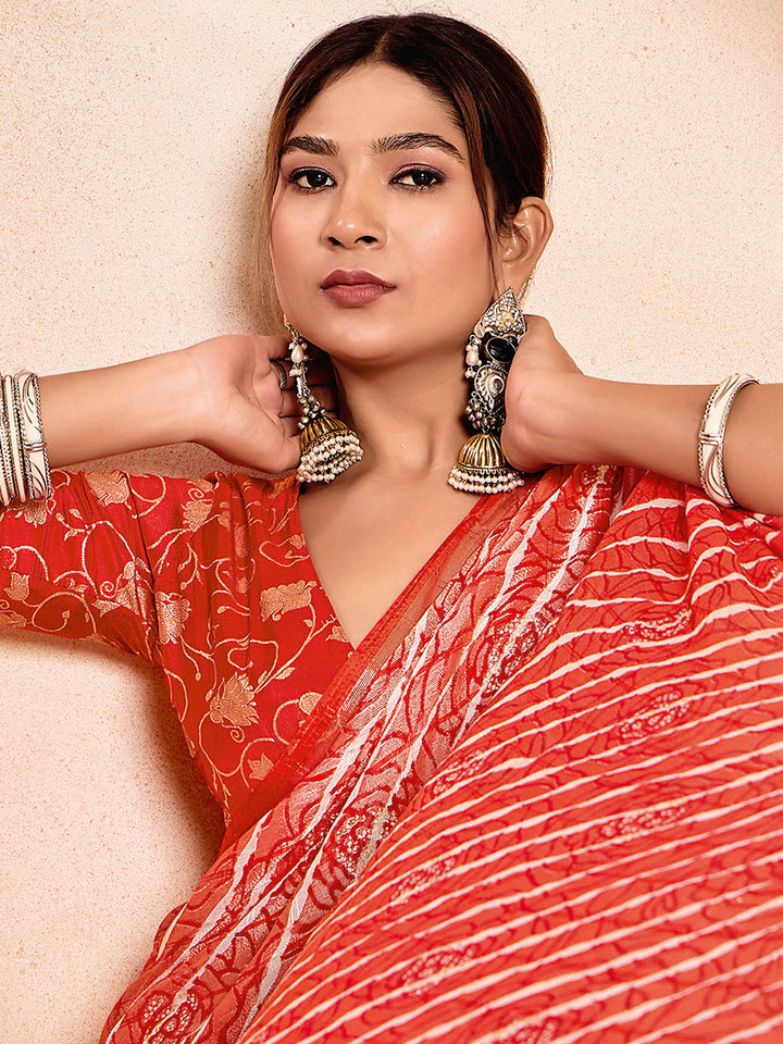 Digital Printed Chiffon Saree