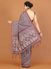 Digital Printed Tussar Woven Saree